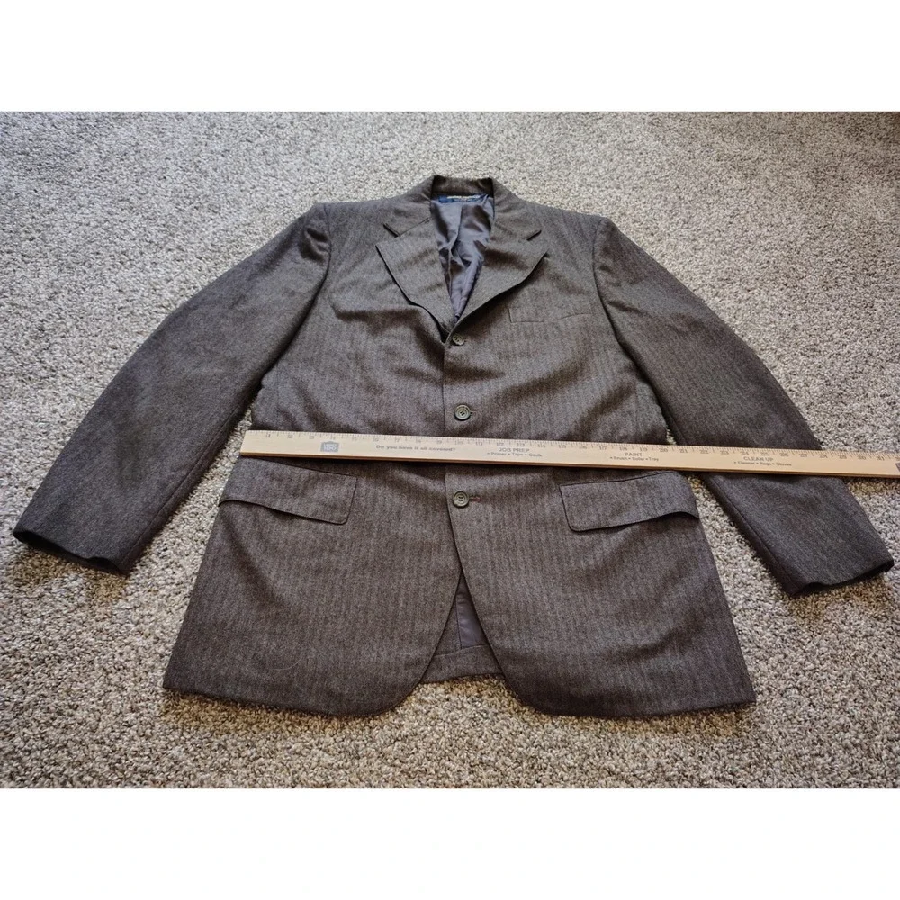 Brooks Brothers Mens Brown Herringbone 3-Button Sport Coat Blazer 42R Vintage